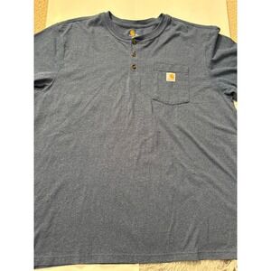 Carhartt Original Fit Pocket Henley T-Shirt Blue Men's 2XL Workwear‎